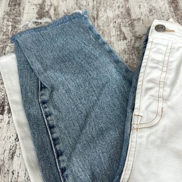 PacSun Two-Toned Distressed High Waisted Straight Leg Jeans - Picture 5 of 11